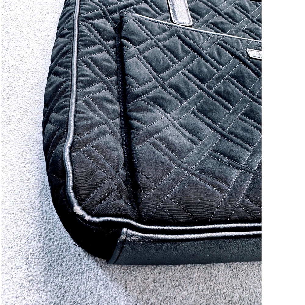 Vera Bradley Black Quilted Tote Bag Large Travel Work Laptop Shoulder Purse - Picture 8 of 12